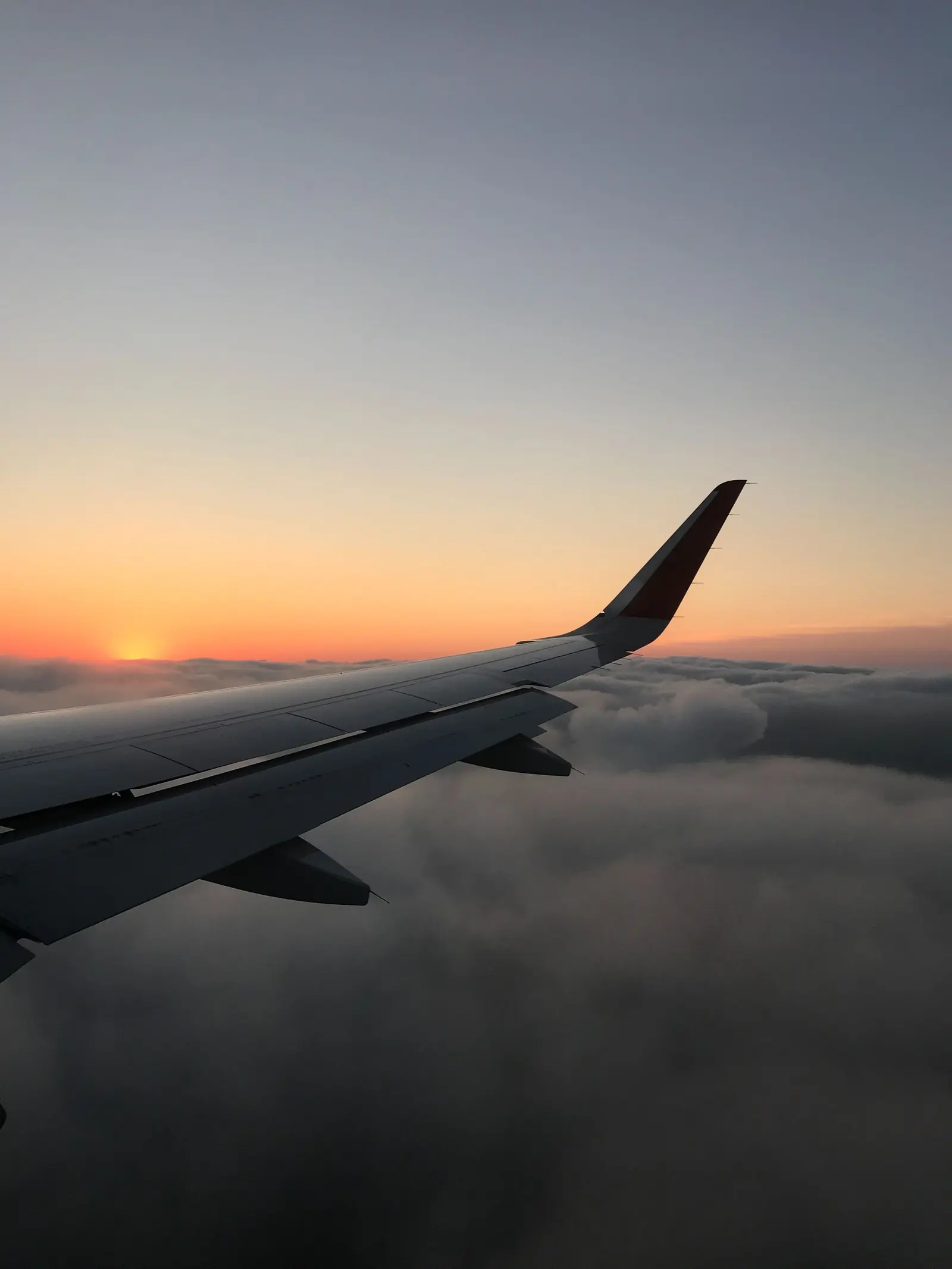 Aircraft wing at sunset